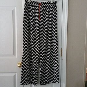 All Dazzled Up black white chevron lounge wide leg elastic waist  pants Sz 1X